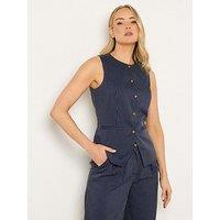 Long Tall Sally Pinstripe Waistcoat - Blue