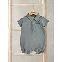Mamas & Papas Baby Boys Pique Washed Jersey Romper - Green