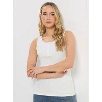 Long Tall Sally Tall Rib Placket Vest - White