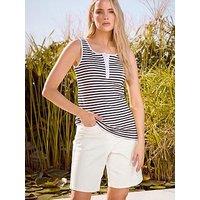 Long Tall Sally Stripe Rib Placket Vest - Black