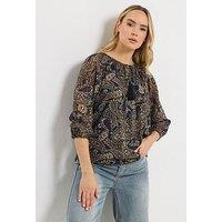 Long Tall Sally Paisley Chiffon Blouse - Black