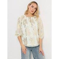 Long Tall Sally Metallic Boho Blouse - White