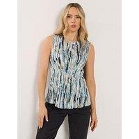 Long Tall Sally Abstract Satin Pleated Vest Top - Blue