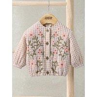 Mamas & Papas Baby Girls Flower Quilted Jacket - Pink