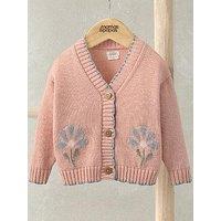 Mamas & Papas Baby Girls Flower Scallop Cardigan - Pink