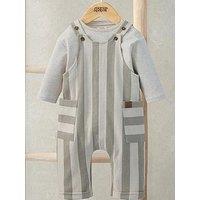 Mamas & Papas Baby Boys 2 Piece Stripe Dungarees & Ribbed Top Set - Green