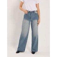 Long Tall Sally Stud Detail Wide Leg Jean 36" - Blue