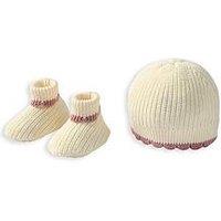 Mamas & Papas Baby Girls Knitted Hat & Bootees - Cream