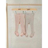 Mamas & Papas Baby Girls 2 Pack Ribbed Tights