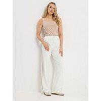 Long Tall Sally Side Stripe Wide Leg Trouser 34" - Cream