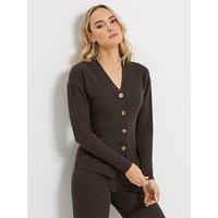 Long Tall Sally Button Front Top - Brown