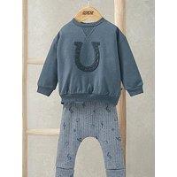Mamas & Papas Baby Boys 2 Piece Wild West Sweat Top & Leggings Set - Blue