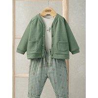 Mamas & Papas Baby Boys 3 Piece Gingham Jacket, Trousers & Bodysuit Set - Green