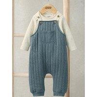 Mamas & Papas Baby Boys 2 Piece Quilted Dungarees & Bodysuit Set - Blue