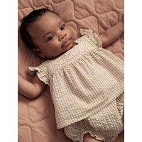 Mamas & Papas Baby Girls 2 Piece Gingham Blouse & Bloomers Set - Pink