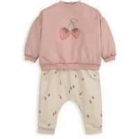 Mamas & Papas Baby Girls Strawberry Sweat & Jogger Set - Pink