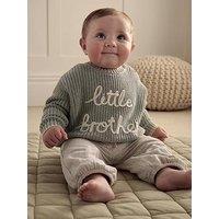 Mamas & Papas Baby Boys Little Brother Jumper - Green