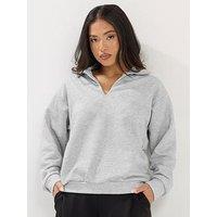 Pixiegirl Petite Oversized Collared Sweatshirt - Grey