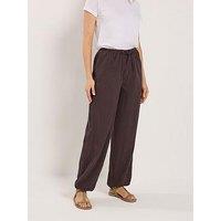 Long Tall Sally Gathered Hem Trouser 36" - Brown
