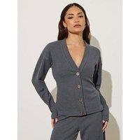 Pixiegirl Petite Button Textured Cardigan - Grey