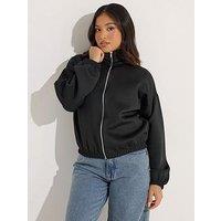 Pixiegirl Petite Scuba Funnel Neck Zip Jacket - Black