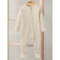Mamas & Papas Baby Girls Floral Print Zip Sleepsuit - Pink