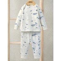 Mamas & Papas Baby Boys Jersey Whale Print Pyjamas - Cream