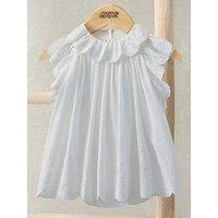 Mamas & Papas Baby Girls Embroidered Frill Bodysuit Dress - Cream