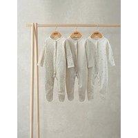 Mamas & Papas Baby Girls 3 Pack Bunny Sleepsuits - Beige