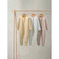 Mamas & Papas Baby Girls 3 Pack Heritage Sleepsuits