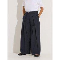Pixiegirl Petite Wrap Pleat Wide Leg Trouser - Blue