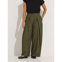 Pixiegirl Petite Wrap Pleat Wide Leg Trouser - Green