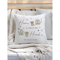 The Personalised Memento Company Personalised Highland Cow Cushion