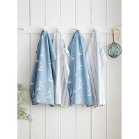 Catherine Lansfield Salcombe Boats Tea Towels 4 Pack