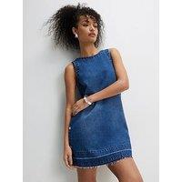 River Island Ellis Mini Swing Popper Dress - Blue