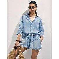 River Island Tie Waist Co-Ord Shorts - Blue