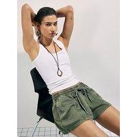 River Island Tie Waist Shorts - Khaki
