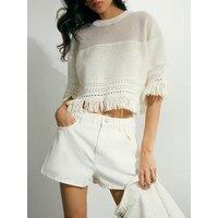 River Island Ellie Elasticated A Line Shorts - Cream