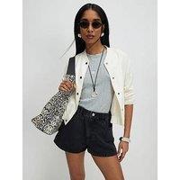 River Island Elasticated A Line Denim Shorts - Black