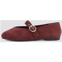 The Very Collection Extra Wide Fit Mary Jane Ballerina - Burgundy