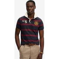 Superdry Double Emblem Jersey Short Sleeve Rugby Polo Top - Navy