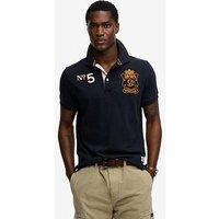Superdry Double Emblem Jersey Short Sleeve Rugby Polo Top - Navy