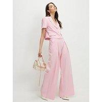 River Island Pink Scallop Linen Wide Leg Trs Co-Ord