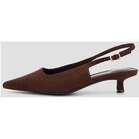 The Very Collection Low Kitten Heel Sling - Chocolate