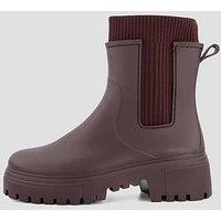 The Very Collection Rib Ankle Wellington Boot - Burgundy