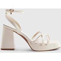 River Island Block Heel Cross Strap Sandal - White
