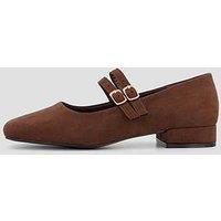 The Very Collection Wide Fit Low Heel Mary Jane Shoes - Brown