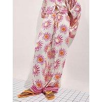 River Island Wide Leg Sun Print Trouser - White