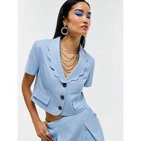 River Island Blue - Light Crop Scallop Linen Jacket Co-Ord