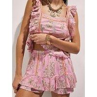 River Island Sealife Lurex Mini Skirt - Pink